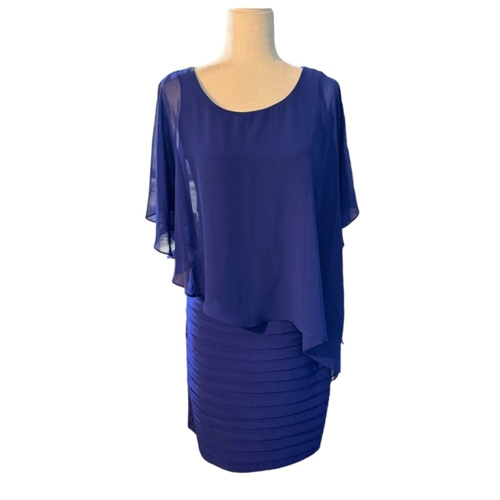 Scarlett Brand Bella Deep Blue Sleeveless Cape Dress